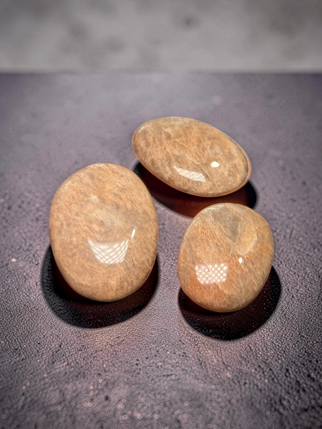 Peach Moonstone Palm Stone