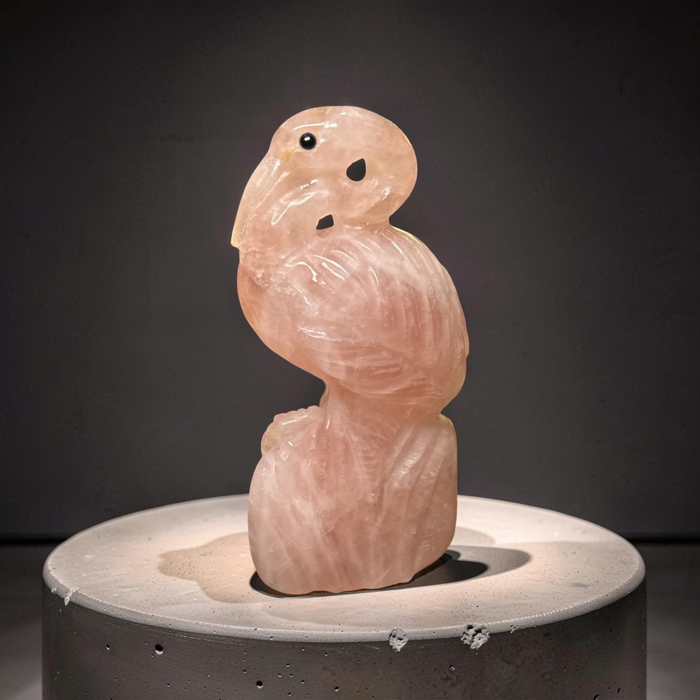 Rose Quartz Flamingo Carving