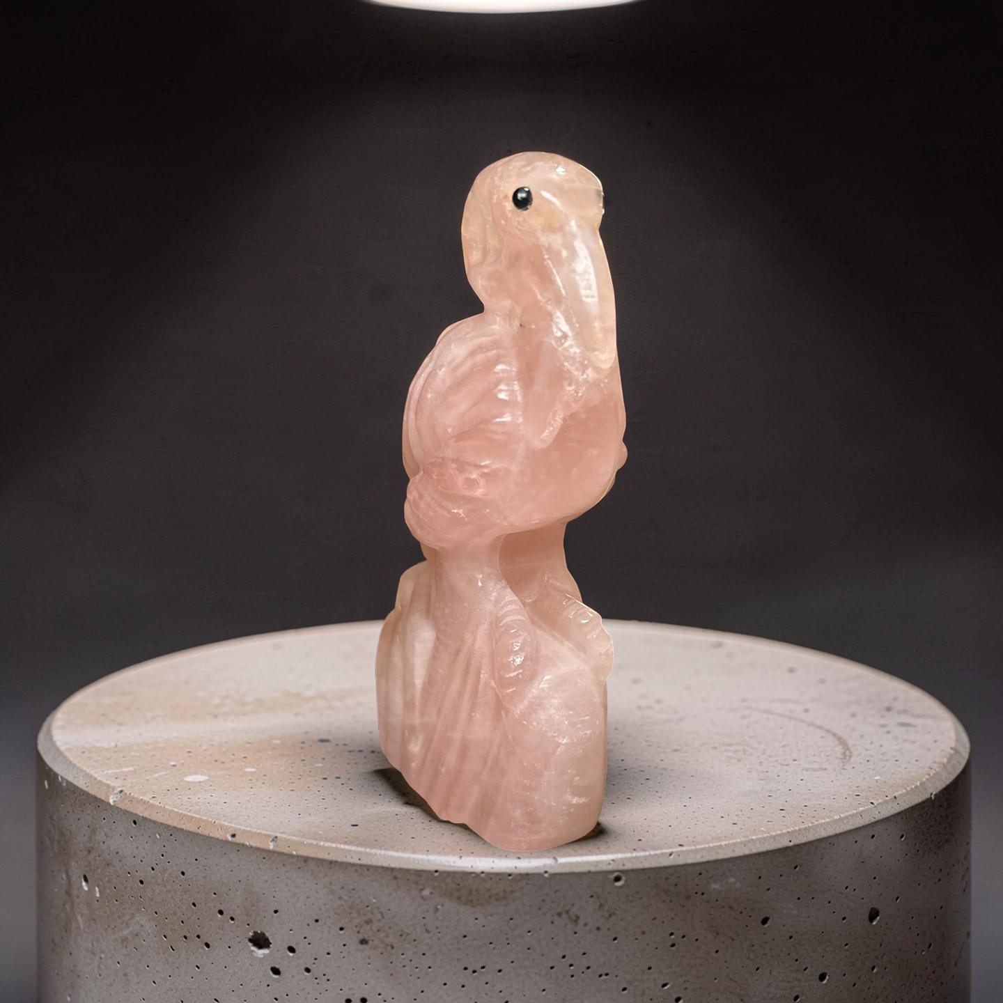 Rose Quartz Flamingo Carving